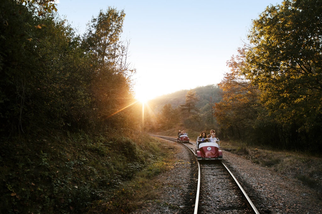 cart racing on train